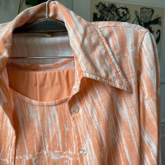 Vintage 70s 4pc Mix Match Set Pants Tank Shirt Turtleneck XS - Picture 4 of 13